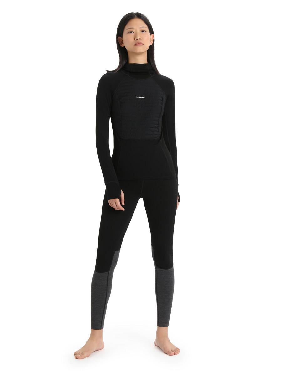 Black Icebreaker ZoneKnit™ Merino Insulated Long Sleeve Hoodie Women's One Piece & Sets | AU 1802TCEV